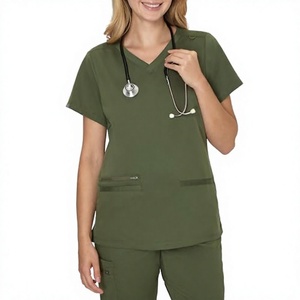 Custom Beauty Salon Dental Medical Nurse Uniform Soft Suit Fit Flare Pants Tall Hospital Seamless Knitted Cute Nursing Scrub Set - Product Image 3