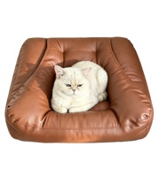 Nid pour chat ergonomique encastré, canapé en PU avec coussin rembourré doux pour le sommeil enroulé des chats