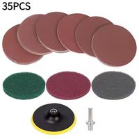 En stock : Lot de 35 disques de ponçage floqués de 4 pouces, grains mixtes 80-400, avec tampons abrasifs et support pour le ponçage du bois et des alliages