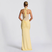 Robe de Soirée Chic 2026 – Robe d'Été Élégante pour Femme, Dos Nu, Col Halter, Sans Manches, Sexy, Effet Enveloppant les Hanches, pour Fêtes