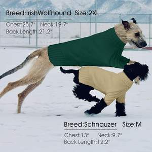 Sweter Turtleneck hijau tua baju hewan peliharaan rajut kabel hangat untuk pakaian anjing bergaya keturunan kecil - Product Image 2