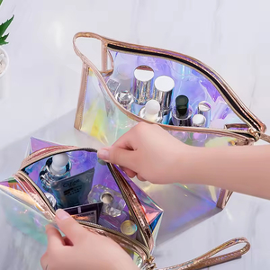 Sac de voyage transparent pour femmes, avec logo personnalisé, couleur laser magique, organisateur de cosmétiques, vente en gros, étiquette privée, sacs à maquillage - Product Image 5