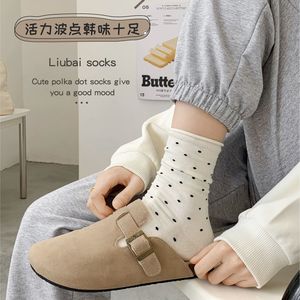 Women Mid Calf Socks Polka Dot Pattern Thin Breathable Korean Style Student Fashion - Product Image 2
