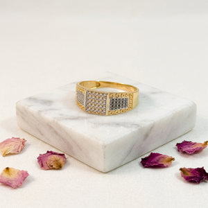 Mens <b>gold</b> <b>ring</b> with multi panel design and diamond studded surface bold modern stylish statement jewelry for men - Product Image 2