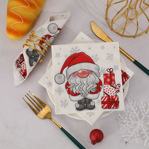 Santa Claus Cartoon Print Napkins 250mm Square Three-layer Paper Napkins For Christmas Parties - Product Image 4