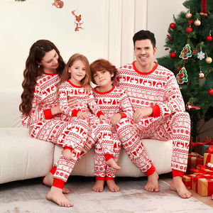 Hot verkopende Kerst familie matching outfits cartoon geprinte pyjama set Kerst pyjama familie slaapset voor de winter - Product Image 1