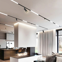 MX093 Rail de voie magnétique de couleur noire Profilé en aluminium de 1.8mm d'épaisseur avec cuivre et couvercle pour installation encastrée
