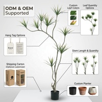 OH ARTS Arbre artificiel Dracaena Marginata de 1,80 m, toucher réel, en pot, faux arbre du dragon de Madagascar, pour les espaces commerciaux de style Mid-Century Modern