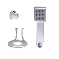 Ensemble de pommeau de douche pluie à main à fonction unique carré en ABS trois pièces finition chromée Installation facile Accessoires de robinet de salle de bain