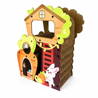 Griffoir multi-niveaux pour chats et lapins Treehouse en carton ondulé haute densité, maisonnette pour grands chats