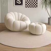 Fauteuil de Salon Nordique en Tissu Bouclette Luxe, Siège Simple, Canapé D'appoint, Chaise Longue Paresseuse (Emballage Sous Vide)