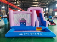 Château gonflable commercial personnalisé en PVC avec piscine à balles, trampoline et toboggan
