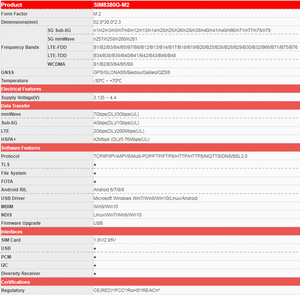 شريحة SIM8380G-M2 من SIMCOM R16 5G NSA/SA لحلول إنترنت الأشياء في أجهزة الإعلانات الخارجية SIM8380G M.2 - Product Image 2