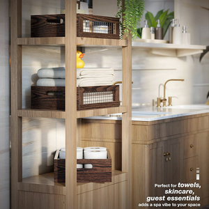 Set di <span class=keywords><strong>2</strong></span> Cestini in Legno per Piano di Lavoro, Scatole Rustiche Impilabili da Parete per Organizzare Verdure, Vestiti, Pane - Product Image 4