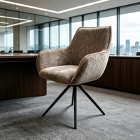 Fauteuil pivotant en tissu de qualité supérieure avec siège rembourré doux, dossier haut et base étoile en métal stable pour salon et maison
