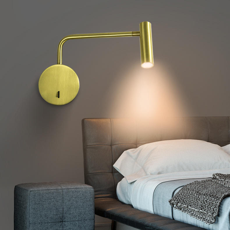Brass Bedroom Reading Lights Flexible LED Bedside Reading Light