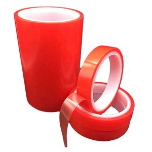 Nastro <span class=keywords><strong>Biadesivo</strong></span> in PET con Adesivo Solvente <span class=keywords><strong>Super</strong></span> <span class=keywords><strong>Forte</strong></span> e Trasparente con Liner Rosso - Product Image 1