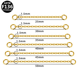 F136 <b>Titanium</b> Chain Nose <b>Stud</b> 1.5mm 25 30 35 40 45 50mm Unisex Piercing Jewelry Accessory - Product Image 2