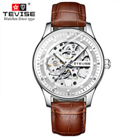 Montre-bracelet mécanique squelette personnalisée TEVISE T836D pour homme, mouvement automatique, bracelet en cuir, montre de sport et de mode, fournisseur en gros