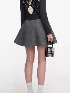 Women's French-style Stylish A-line <b>Wool</b>-blend High Waist Anti-Wrinkle Sexy Versatile Mini <b>Skirt</b>-Customizable - Product Image 2