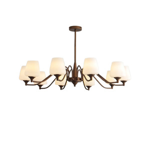 Lámpara de techo redonda estilo retro americano de 6 luces LED color chocolate para sala de estar, dormitorio y comedor - Product Image 5