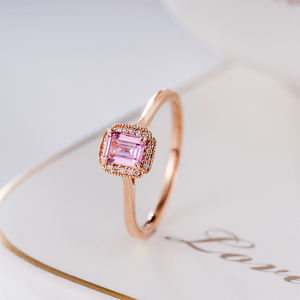 แหวนแต่งงานเพชรแซฟไฟร์สีชมพูธรรมชาติคลาสสิกสัญญาแฟชั่น18K ของขวัญวาเลนไทน์ทองตลอดไปรักแหวนผู้หญิง - Product Image 1