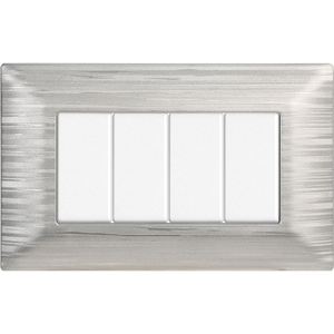 Placa de interruptor de pared Gloca, 4 interruptores, 4 vías, plástico plateado satinado, fácil instalación, juego de 3 - Product Image 4