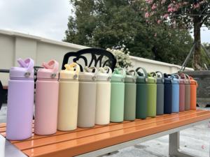 Bottiglia d'acqua sportiva da 500ml S.S con coperchio in paglia a bocca larga-Thermos con manico portatile isolato per escursioni in palestra all'aperto - Product Image 2