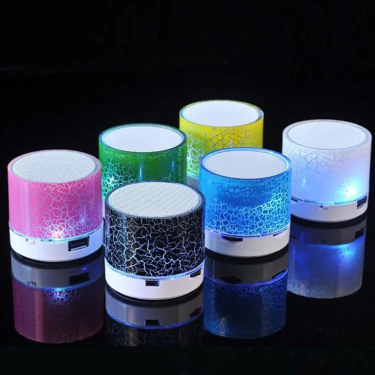 A9 Mini Portable Speaker Blue tooth Wireless Car Audio Dazzling Crack LED Lights Subwoofer Support TF Card USB Charging For PC