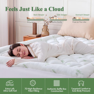 <span class=keywords><strong>Surmatelas</strong></span> en bambou épais avec poches profondes, rafraîchissant naturellement pour les personnes ayant chaud la nuit, pour soulager les douleurs dorsales - Product Image 4