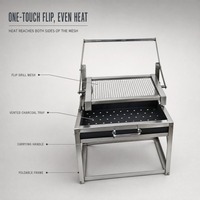Barbecue au charbon de bois pliable et réversible, grille portable sans brochettes pour camping et pique-nique en extérieur