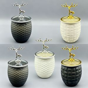 Christmas Deer Jar 501-800ML Ceramic <b>Storage</b> <b>Container</b> With Lid For Holiday Decor And Food <b>Storage</b> - Product Image 1