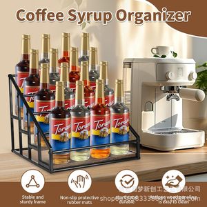 Cross-border wooden coffee syrup storage rack, wine bottle display rack, syrup bottle holder, coffee bar, <b>kitchen</b> wine rack, bar - Product Image 5