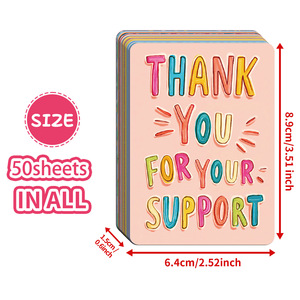Nuevo Juego de 50 Tarjetas de Agradecimiento de Papel Recubierto con Texto en Inglés y Mensaje de Regalo Estilo Graffiti Colorido - Product Image 5