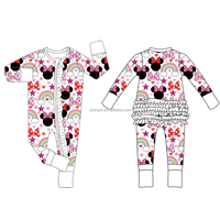 Combinaison de nuit en bambou pour bébé, automne-hiver, avec fermeture éclair avant, volants aux fesses, pour nouveau-nés filles, barboteuse à double fermeture éclair pour usage quotidien