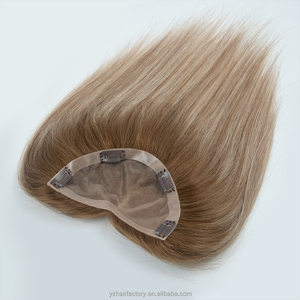 Topper de Cabello Humano Natural Rubio Balayage con Parte en V para Mujer, Mono Lace, en Stock - Product Image 2