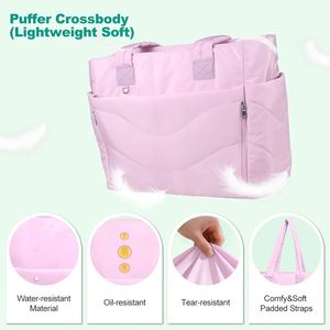 Puffer Tote Bag for Women, Lightweight Puffy Work Handbag Teacher Nurse Quilted Shoulder Bag for School Travel Gym - Product Image 3