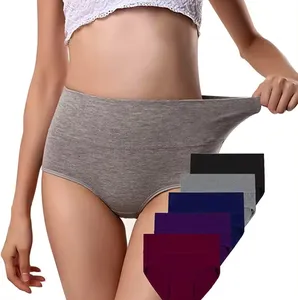 Comfy Breathability High Rise Cotton Briefs High Waist Panties Plus Size Panties For Girls