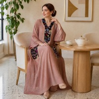Abaya longue et élégante YSYL, brodée sur mesure, avec motifs floraux, pour le Ramadan, modeste, fluide, pleine longueur, non transparente pour femme