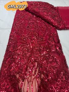 2025 Inmyshop nuovo tessuto di perline di cristallo paillettes di lusso marrone netto ricamo di perline paillettes <span class=keywords><strong>Tulle</strong></span> per abito da sposa - Product Image 3