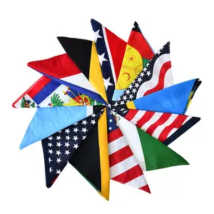 Bandana de algodón con estampado de la Bandera de País de Haiti, Bandana cuadrada de doble cara, diademas con estampado de la bandera americana, mascarilla facial, 100%