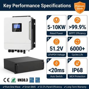 Sistema de Almacenamiento de Energía Doméstico al por Mayor, 5KW 10KW 16KW 20KW, Batería Solar Híbrida MPPT, Kit Completo Fuera de la Red, OEM CE - Product Image 3