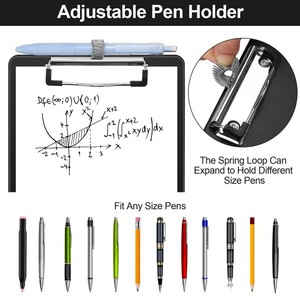 Petit porte-documents avec rangement, format A5, clip discret, porte-documents en plastique avec porte-stylo pour la salle de classe - Product Image 3