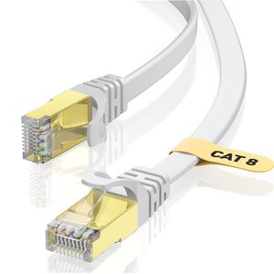 Câble Ethernet plat Cat7 10 Gbps 500 MHz RJ45 plaqué or en cuivre pur, câble LAN 8P8C, cordon de raccordement réseau pour câblage de bureau - Product Image 4