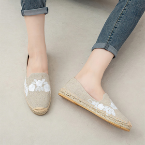Mocasines de Lino Transpirables para <span class=keywords><strong>Mujer</strong></span> con Bordado Floral, Zapatos Casuales Sin Cordones para el Trabajo Diario, Vacaciones, Calzado Femenino - Product Image 5