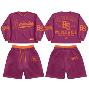 Ensemble deux pièces confortable avec service de personnalisation du logo, tissu respirant, t-shirt à manches longues et short décontractés pour homme - Product Image 2