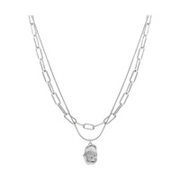 Nouveau collier en acier inoxydable à la mode double couche conception irrégulière accessoires de collier punk