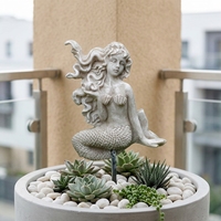 Figur-figur peri putri duyung resin mini custom untuk dekorasi taman, pot bunga sukulen, dan ornamen lanskap.