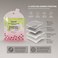 Sachet en aluminium imprimé sur mesure, à soufflet trois côtés, avec bec verseur, de forme spéciale, pour emballage de masques faciaux irréguliers, qualité alimentaire supérieure