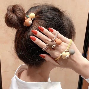 Lindas Bandas Elásticas para el Cabello con Diseño de Cabeza de Oso para Niñas, Uso Diario, Colores Variados, Resina Plástica, Adorno para el Cabello - Product Image 2